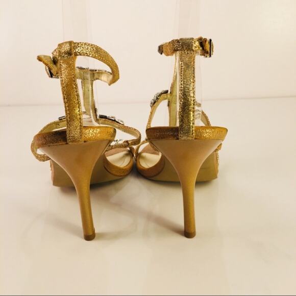 BCBG Tan Rhinestone Strappy Heels Formal Sz 9 - Picture 2 of 7